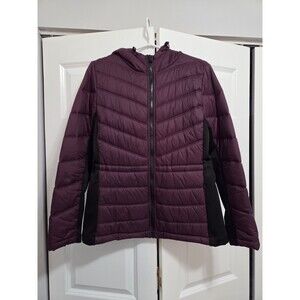 Guess Quilted Puffer Jacket w. Hood & Bungee, Wine/Burgundy, Women's M